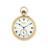 J. W. Benson, 62 & 64 Ludgate Hill, London. An 18K gold keyless wind open face pocket watch Londo...