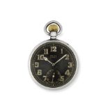 Rolex. A stainless steel keyless wind open face military pocket watch Circa 1940