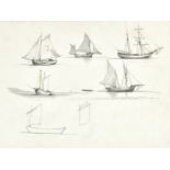 CLAUDE MONET (1840-1926) Divers bateaux 9 1/8 x 12 1/4 in (23.2 x 31.1 cm) (Executed circa 1857)