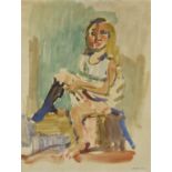 OSKAR KOKOSCHKA (1886-1990) Frau mit schwarzen Strümpfen 26 3/4 x 19 5/8 in (67.9 x 49.8 cm)