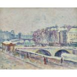 MAXIMILIEN LUCE (1858-1941) Le Quai Saint-Michel 13 x 16 1/8 in (32.8 x 40.9 cm)