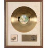 A JERRY GARCIA 'GOLD' SALES AWARD FOR THE ALBUM WORKINGMAN'S DEAD 1974