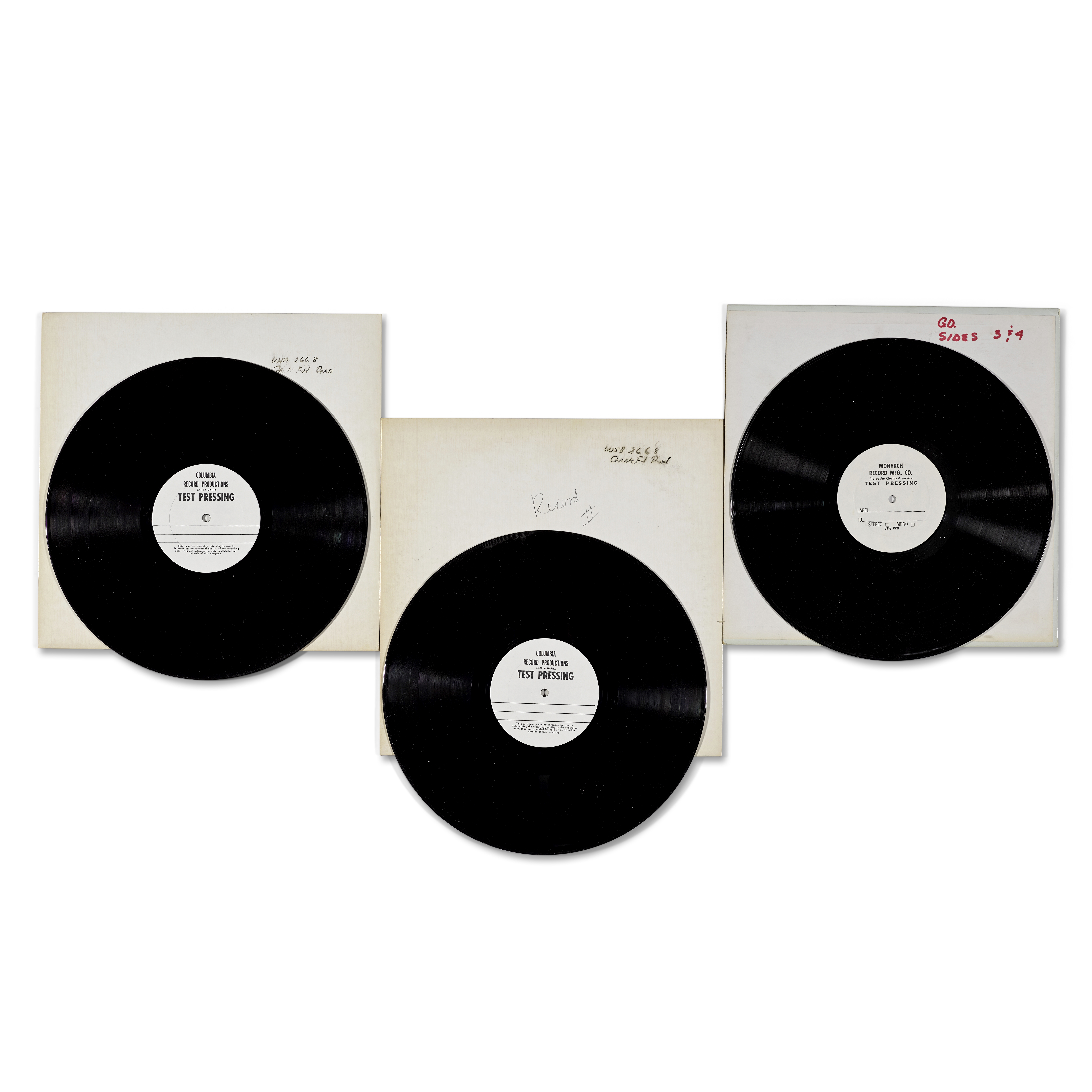 THREE GRATEFUL DEAD TEST PRESSINGS OF THE TRIPLE LIVE ALBUM EUROPE '72 1972 - Image 2 of 2