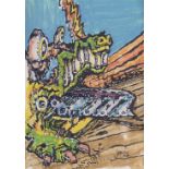 A WATERCOLOR OF AN ALLIGATOR BY JERRY GARCIA 1992