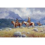 Martin Grelle (born 1954) Warriors 40 1/8 x 60 1/8in (Painted in 1996.)