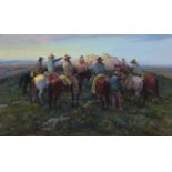 Joe Neil Beeler (1931-2006) Scattering the Riders (Rosebud County, Montana) 24 x 40in (Painted in...