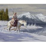 Fred Fellows (born 1934) Guarding the Winter Camp 20 x 24in (Painted in 2002.)