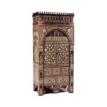 A Moorish Style Part Ebonized Bone and Shell Inlaid Cabinet