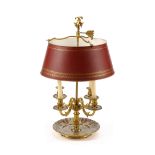 A Louis XV Style Champleve Enamel, Bronze and Tole Boullote lamp 20th century