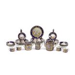 A Sevres Napoleonic style Gilt and Polychromed Porcelain Coffee Service 19th century