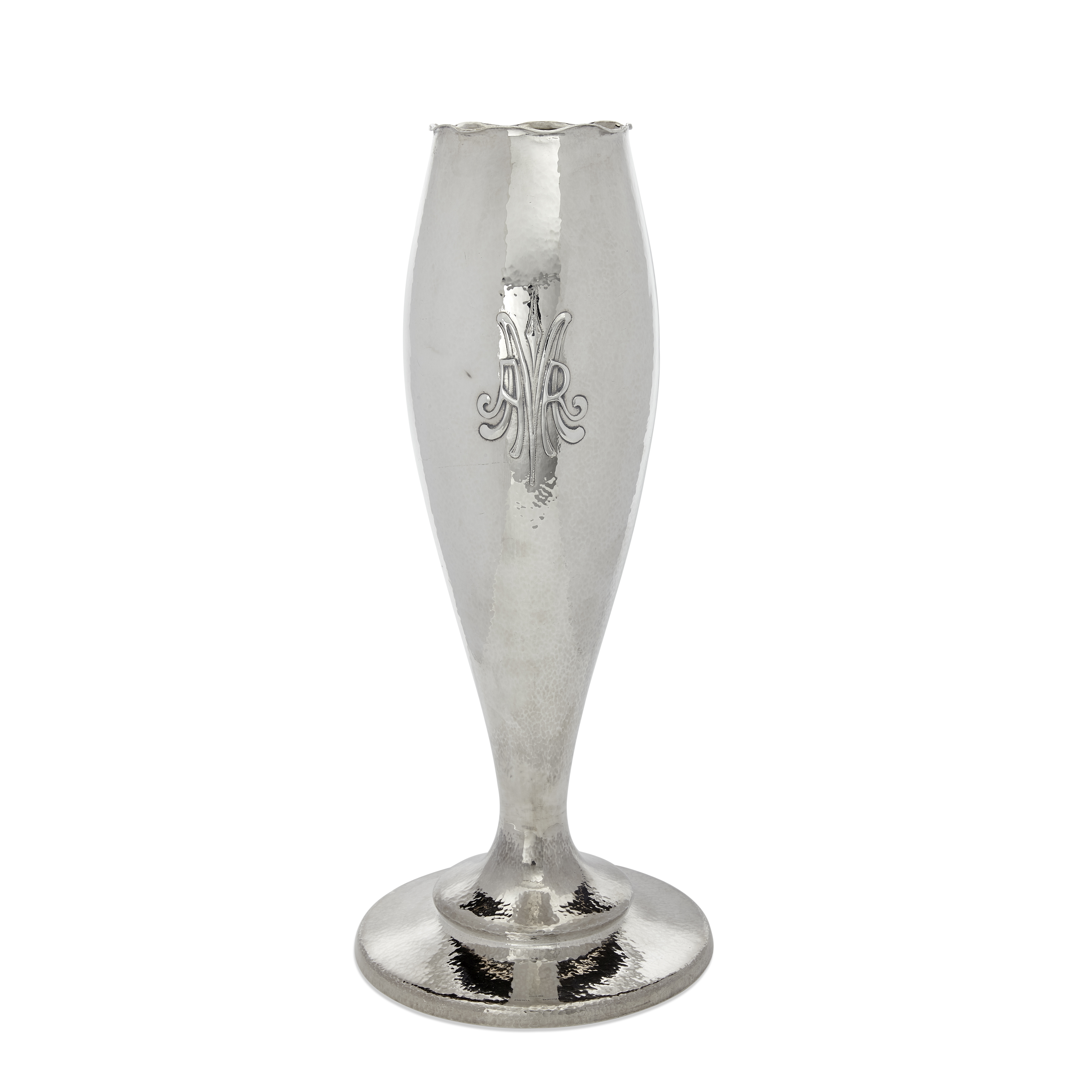 An American hand hammered sterling silver vase by Clemens Friedell, Pasadena, CA, 20th century