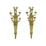 Pair of Neoclassical Style Gilt Bronze Five Light Sconces 20th century