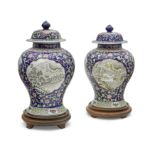 Pair of Chinese Enameled Porcelain Covered Vases 20th century