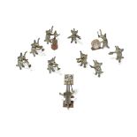 A Ten Piece Vienna Cold Painted Bronze Elephant Band Early 20th centuryheights 1 1/4 to 1 1/2in (...