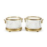 A Pair of Gilt Bronze Mounted Cut Glass Cache Pots