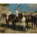 Friedrich Fehr (German, 1862-1927) A German military scene in North Africa, World War I 31 1/2 x...