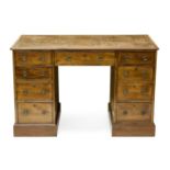 A George III Style Leather Inset Mahogany Double Pedestal Desk Holland & Sons, mid 19th Century