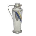 An American sterling silver and enamel cocktail shaker by Gorham Mfg. Co., Providence, RI, 1930