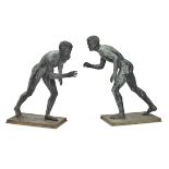 A pair of Classical Style Verdigris bronze figures of Runners or Wrestlers After the Antique