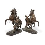 A Pair of patinated bronze Marly Horses After Guillaume Coustou I (French, 1677-1746),