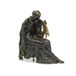 A Greek Revival Parcel Gilt and Patinated Bronze Figure of Erato 19th century