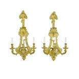 A pair of Louis XIV style gilt bronze three light sconces Henri Vian, circa 1890