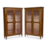 A pair of Louis XVI style Gilt Bronze Mounted Inlaid Mahogany Bibliothèques Late 18th century