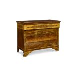 A Continental Neoclassical Fruitwood and Mahogany Commode 20th century