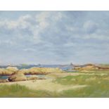 California School Coastal scene with figures on a beach 16 x 20in (40.6 x 50.8cm)