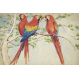 Jane Peterson (1876-1965) Parrots (a group of two) the first sight 20 x 30in (50.8 x 76.2cm); the...
