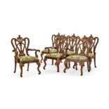 A Set of Eight George II Style Grimsthorpe Castle Mahogany Dining Chairs 20th century