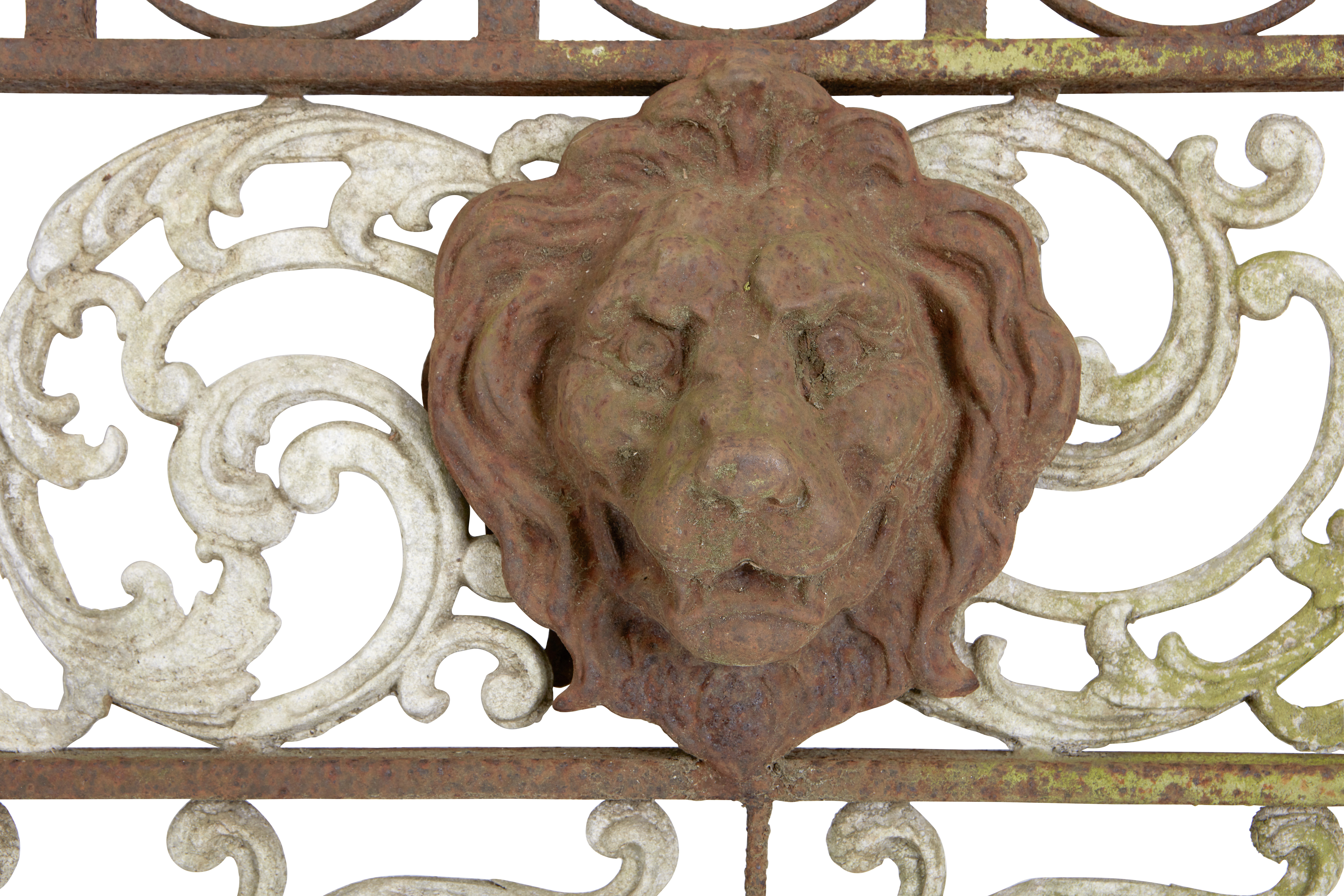 A pair of Renaissance style painted and parcel gilt iron gates 20th century, incorporating antiqu... - Image 2 of 3