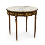A Louis XVI Style Marble Top Gilt Bronze Mounted Mahogany Table 19th century
