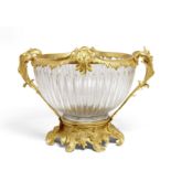 A Louis XV style gilt bronze mounted cut glass center bowl 20th century
