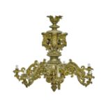 A Louis XIV Style Gilt Bronze Seven Light Chandelier Late 19th/early 20th century
