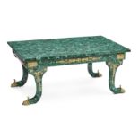 A Classical style gilt bronze mounted malachite low table 20th century