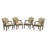 An Assembled Set of Four Venetian Rococo Style Painted Wood Armchairs 19th century and later