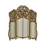 A Louis XV style giltwood and upholstered three panel screen Late 19th century