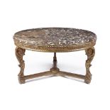 A Baroque Style Marble Top Giltwood Center Table 20th century