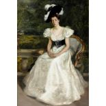 Charles Edward Ritchie, ROI (British, died 1940) A portrait of an elegant lady in a white dress s...