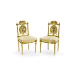 Pair of Neoclassical Style Giltwood Lyre Back Chairs Late 19th/early 20th century