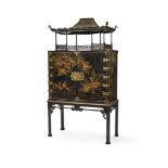 A George III Chinoiserie Decorated Cabinet on Later Stand Fourth quarter 18th century and later
