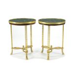 A Pair of Neoclassical Style Marble Top Gilt Bronze Gueridons