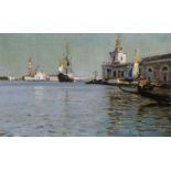 Attributed to Howard Russell Butler (American, 1856-1934) A Venetian view from the Grand Canal of...