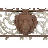 A pair of Renaissance style painted and parcel gilt iron gates 20th century, incorporating antiqu...