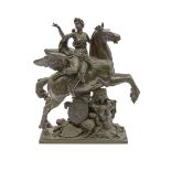 A patinated bronze group of the Fame of Louis XIV After Antoine Coysevox (French, 1640-1720), lat...