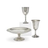 A set of eight sterling silver goblets by Wallace Silversmiths, Wallingford, CT, 20th century
