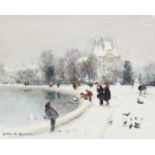 Jules René Hervé (French, 1887-1981) Le Louvre sous la neige 13 x 16in (33 x 40.7cm)