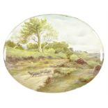 A Royal Doulton porcelain plaque of sheep grazing Late 19th century