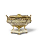 A Louis XVI style gilt bronze and champlevé enamel jardinière Circa 1900